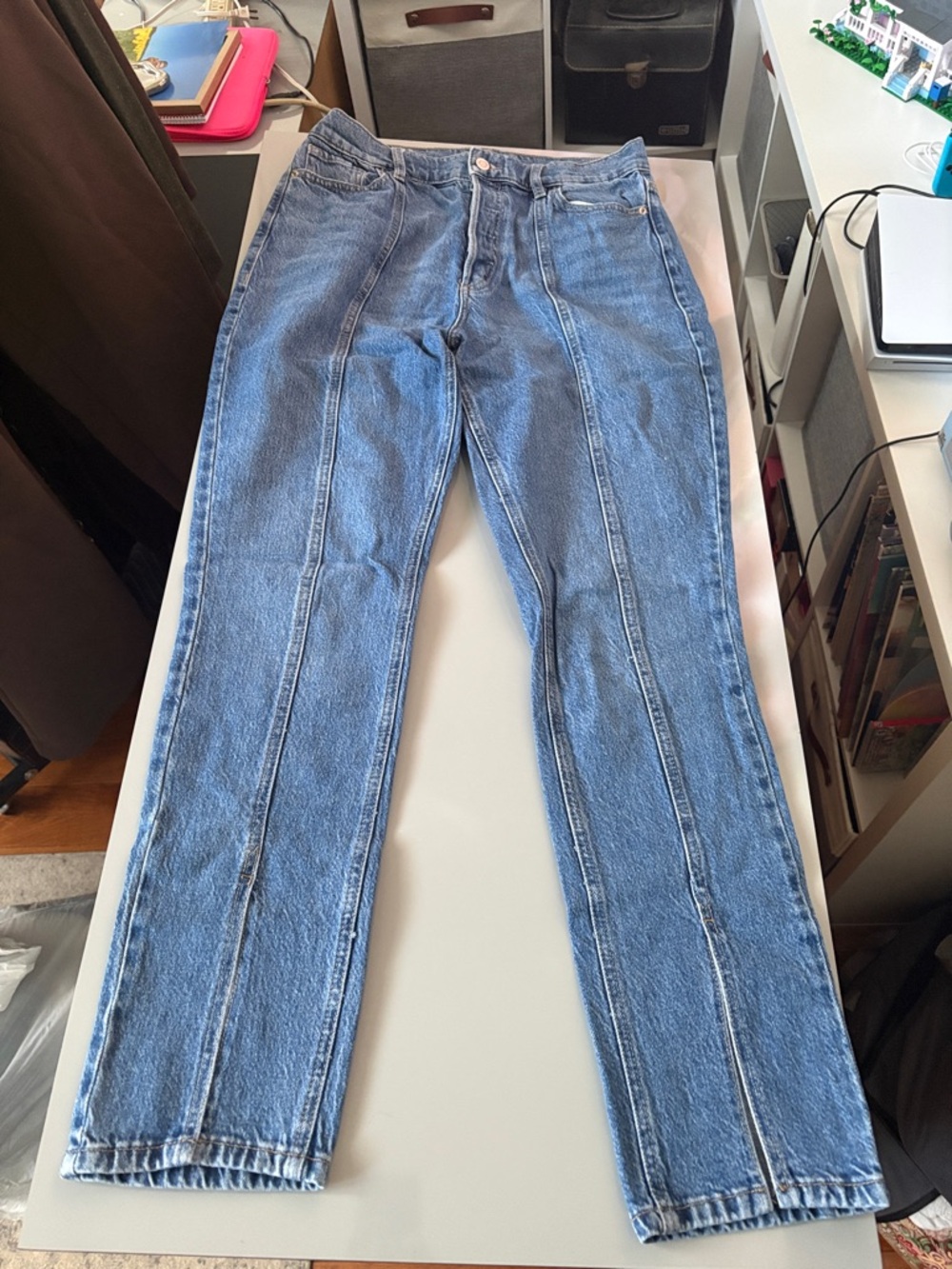 Dynamite Blue High-Waist Paneled Denim Jeans